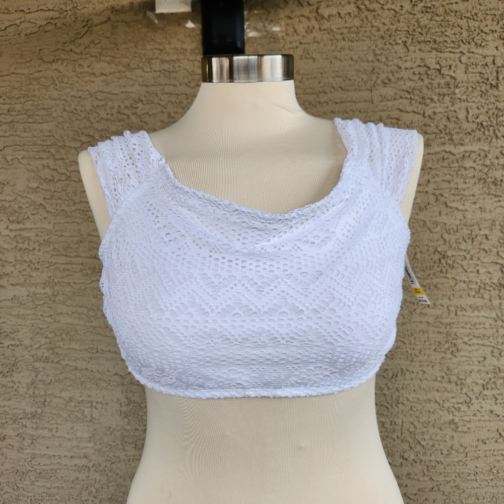 No Boundaries white lace swim top